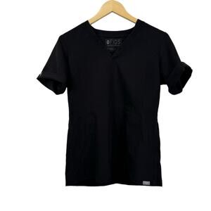 FIGS Cayo Popover Short Sleeve Scrub Top Black TW2012 Size S